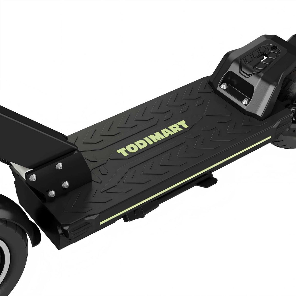 TODIMART electric scooter anti-slip deck with wide standing platform and textured rubber surface for secure and comfortable riding