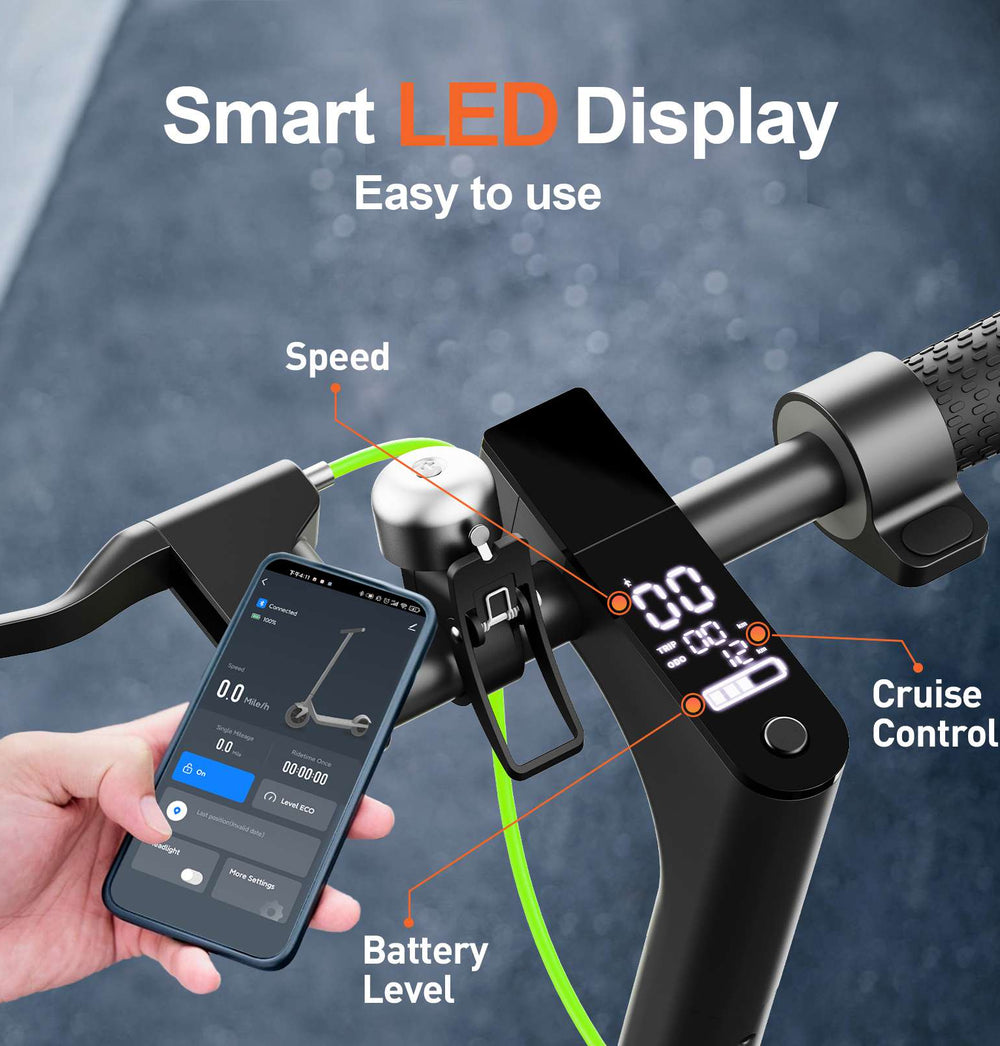 Electric Scooter, 30-35km Range, Ultra-Light Electric Scooters for Adults and Teens, 36V 7.8Ah Battery, 500W PeakMotor, App Control, 3 Speed Mode, T series Foldable E Scooter