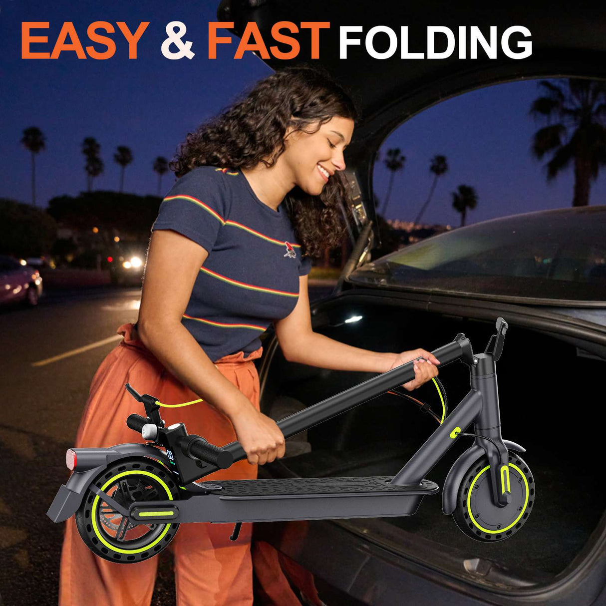 Electric Scooter, 30-35km Range, Ultra-Light Electric Scooters for Adults and Teens, 36V 7.8Ah Battery, 500W PeakMotor, App Control, 3 Speed Mode, T series Foldable E Scooter