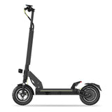 TODIMART-D5 electric scooter: Black e-scooter (rugged tires, dual suspension) – minimalist studio background – ideal for urban commuting