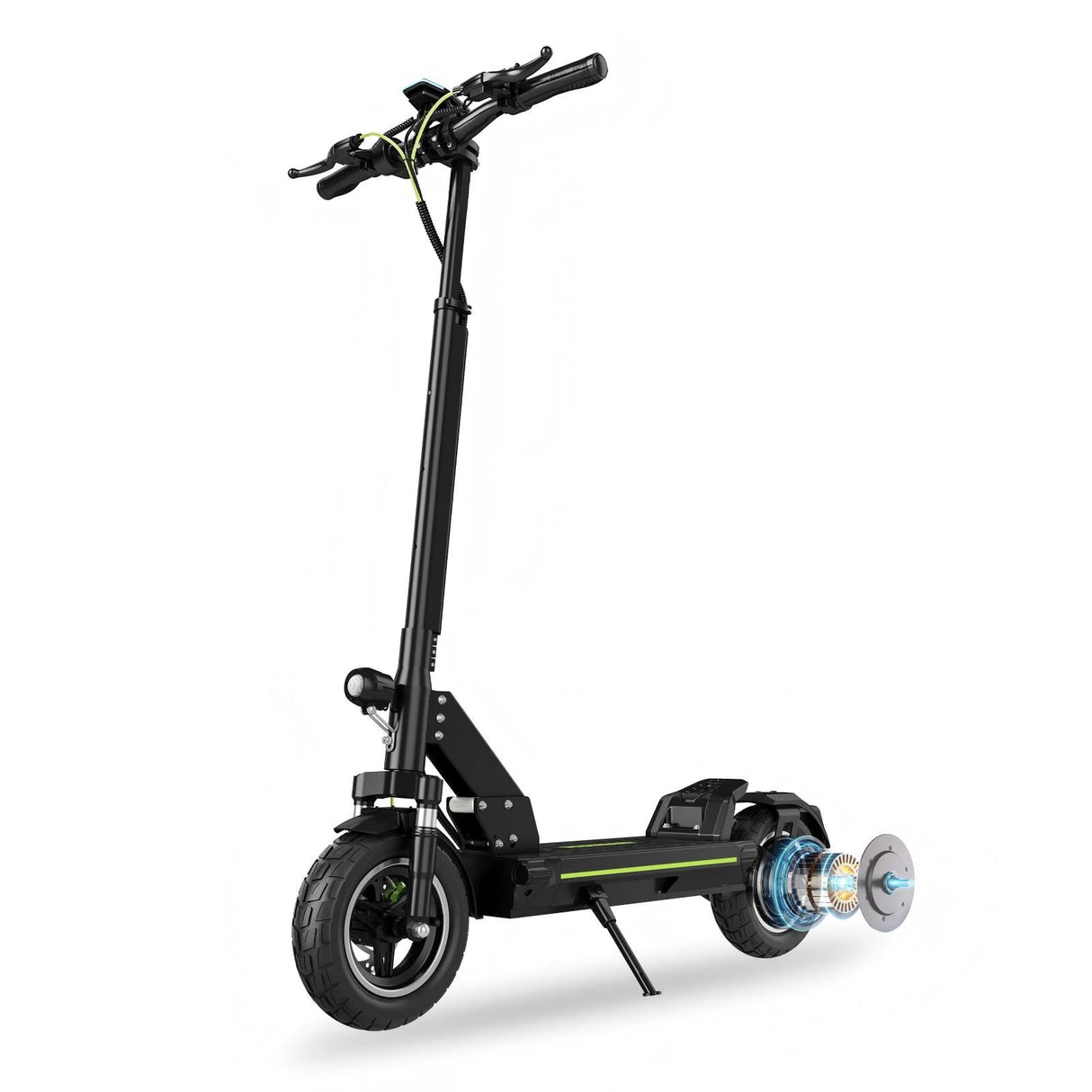TODIMART-D5 electric scooter black with rear hub motor, disc brake system, and off-road rugged tires for urban commuting