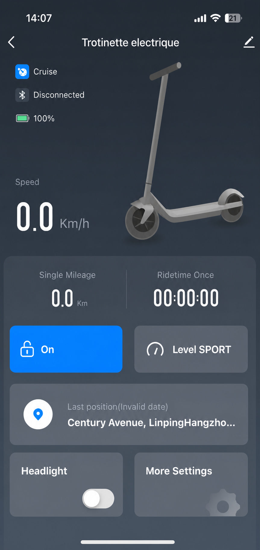 Tableau de bord pour scooter Tuya Smart